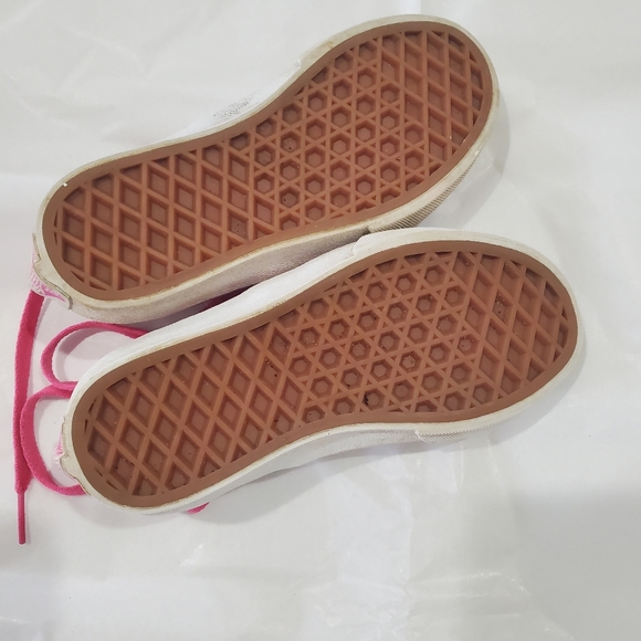 Kids White Glitter Vans with Pink Details and Pink Laces - Size 11 - Picture 3 of 4